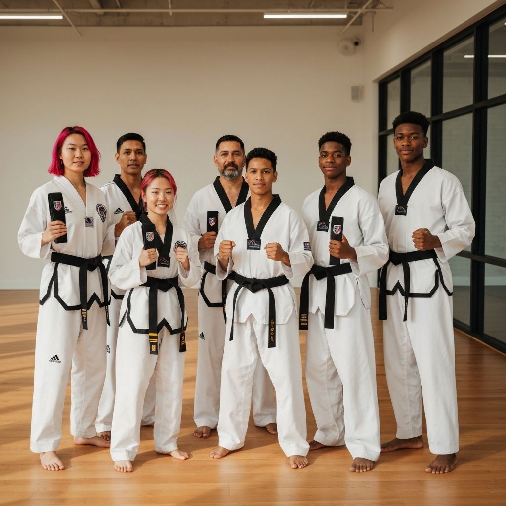 Team celebrating after belt promotion ceremony